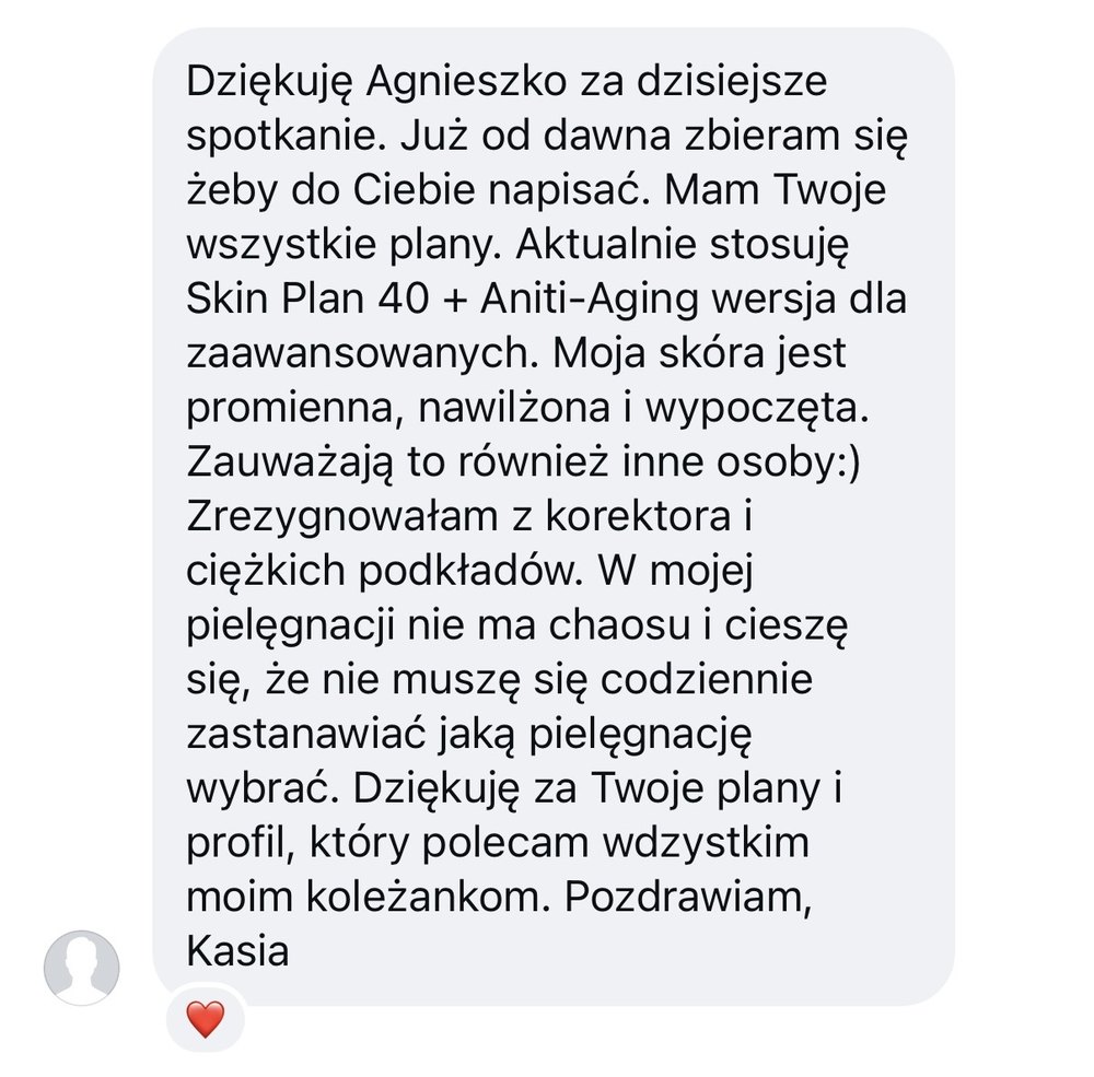 Wiadomość od klientki Kasi o Skin Planie